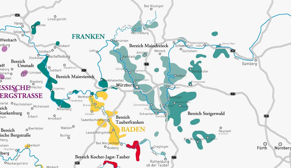 Karte vom Anbaugebiet Franken