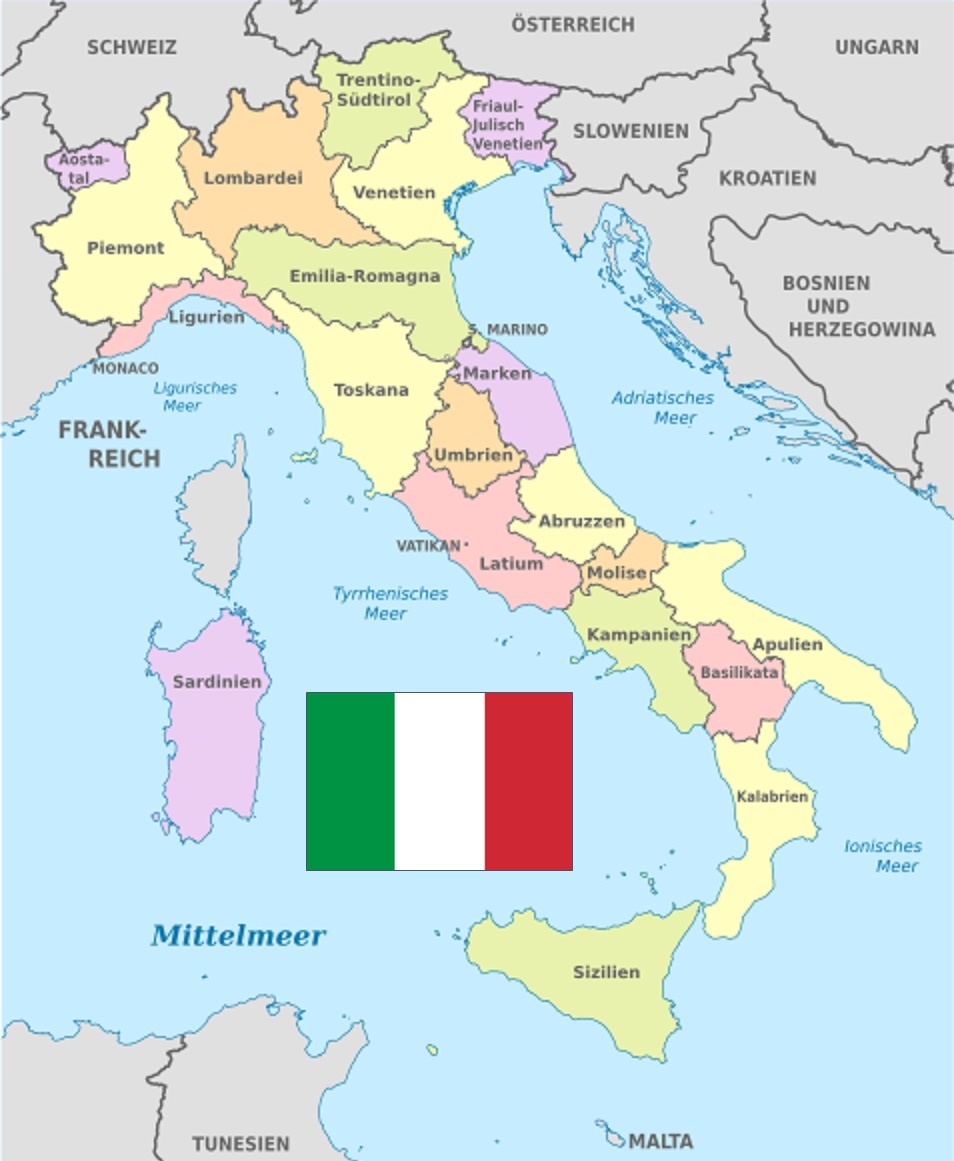 Italien - Karte und Flagge