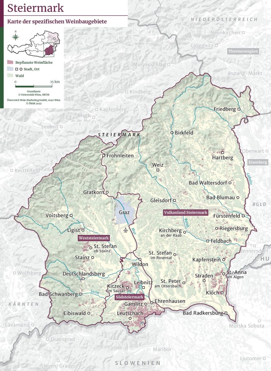 Steiermark - topograpchische Landkarte
