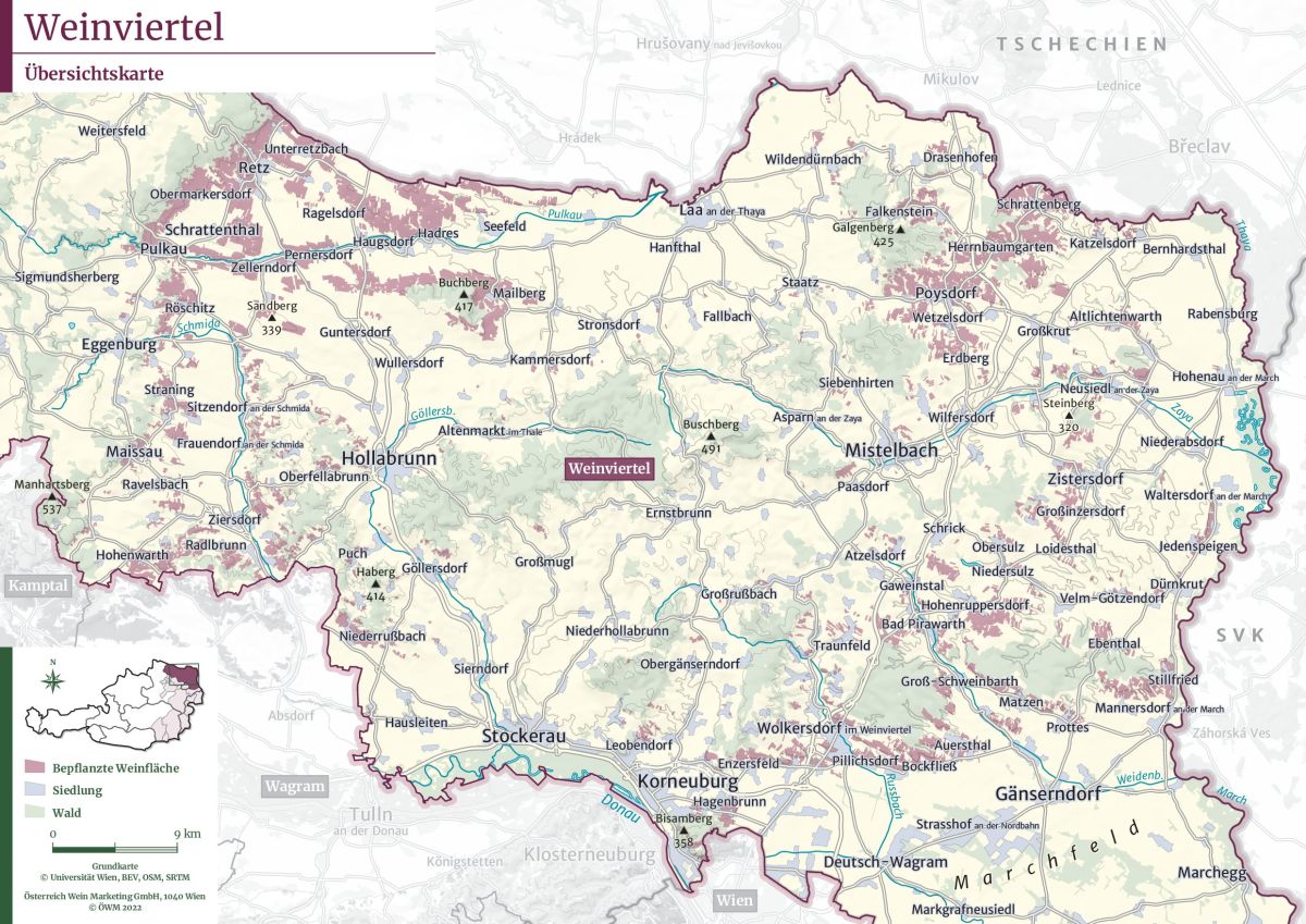 Weinviertel - topographische Karte